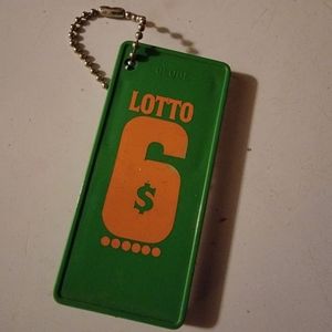 Rare 80s lucky 6 lottery pick keychain